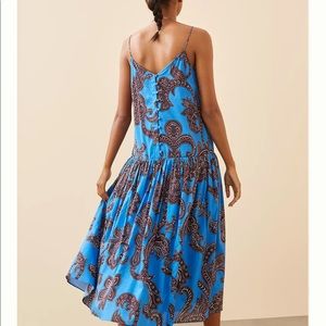 Anthropologie Atsu Flounced Paisley MIDI Dress Blue cruise
